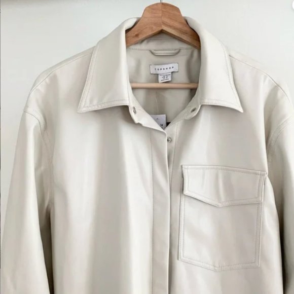 NWT Topshop Maternity off white faux leather shacket size 10 - Picture 3 of 4